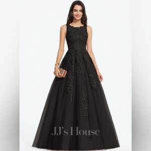 NWT JJ's House Black Ball-Gown/Princess Scoop Sweep Train Size 12 Prom Dress 